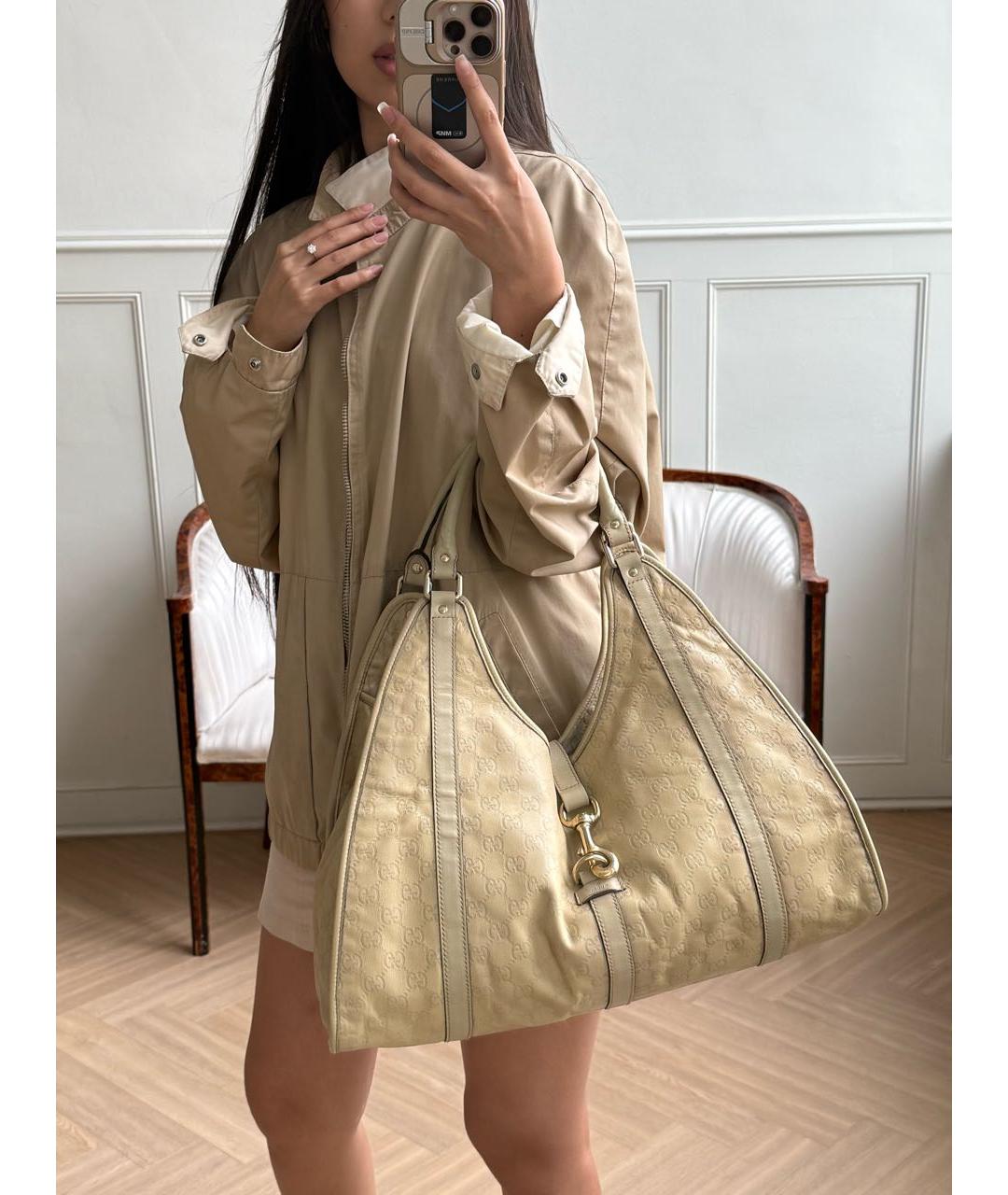 GUCCI Бежевая кожаная сумка тоут, фото 4