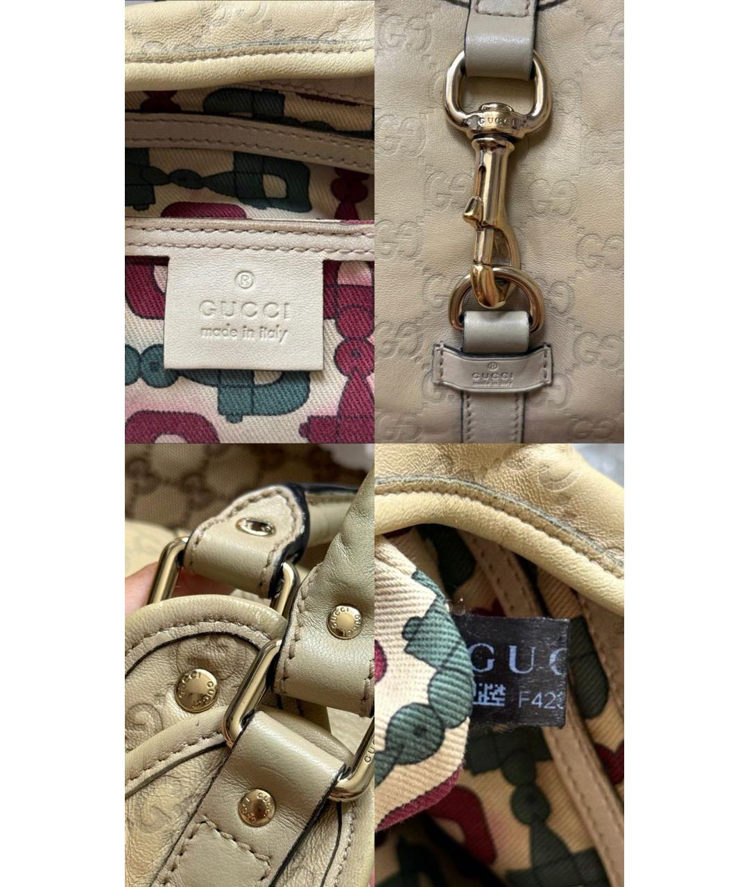 GUCCI Бежевая кожаная сумка тоут, фото 5