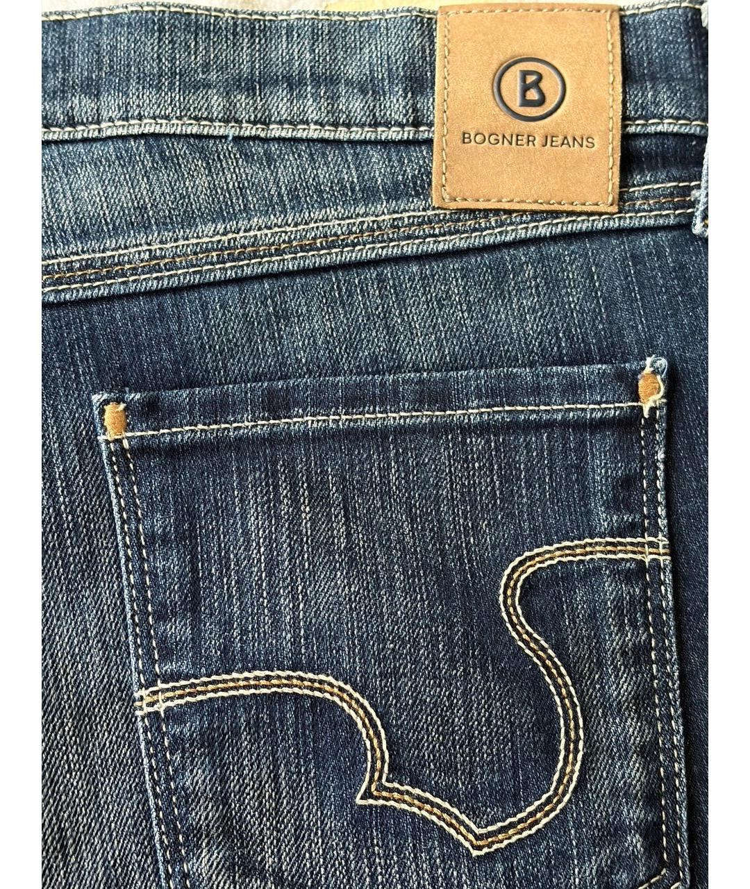 BOGNER Синие хлопко-эластановые прямые джинсы, фото 5