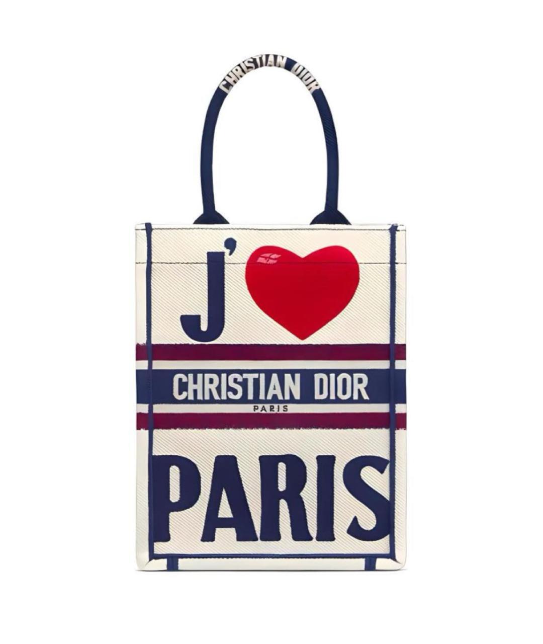 CHRISTIAN DIOR Белая хлопковая сумка тоут, фото 5