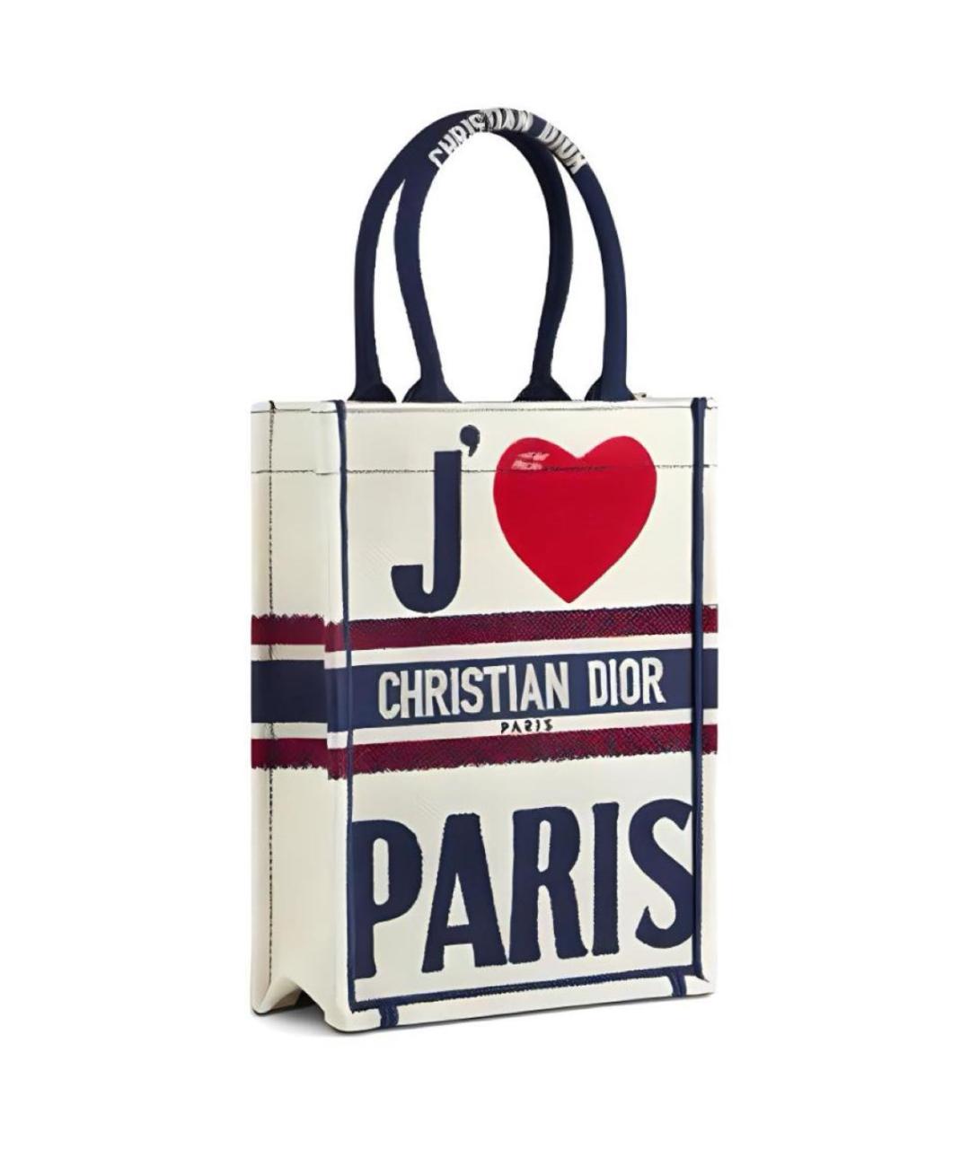 CHRISTIAN DIOR Белая хлопковая сумка тоут, фото 2