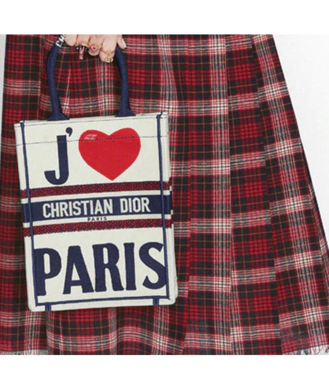 CHRISTIAN DIOR Белая хлопковая сумка тоут, фото 4