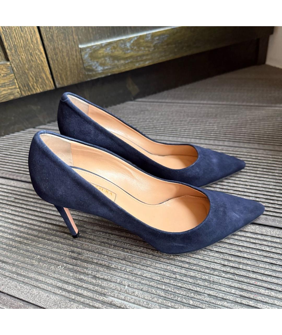 AQUAZZURA Темно-синие замшевые туфли, фото 3