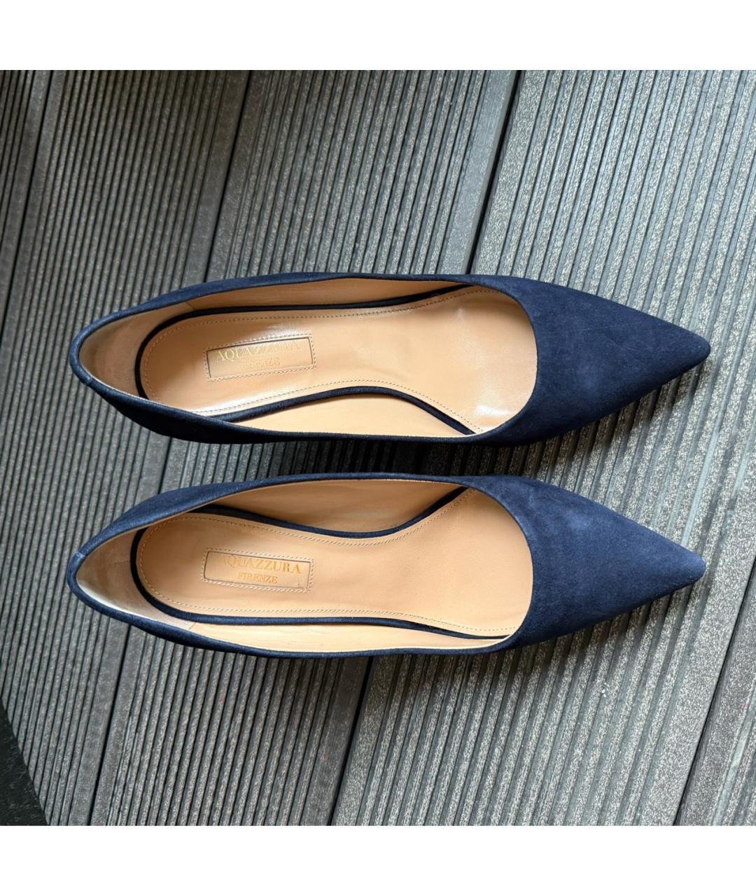 AQUAZZURA Темно-синие замшевые туфли, фото 8