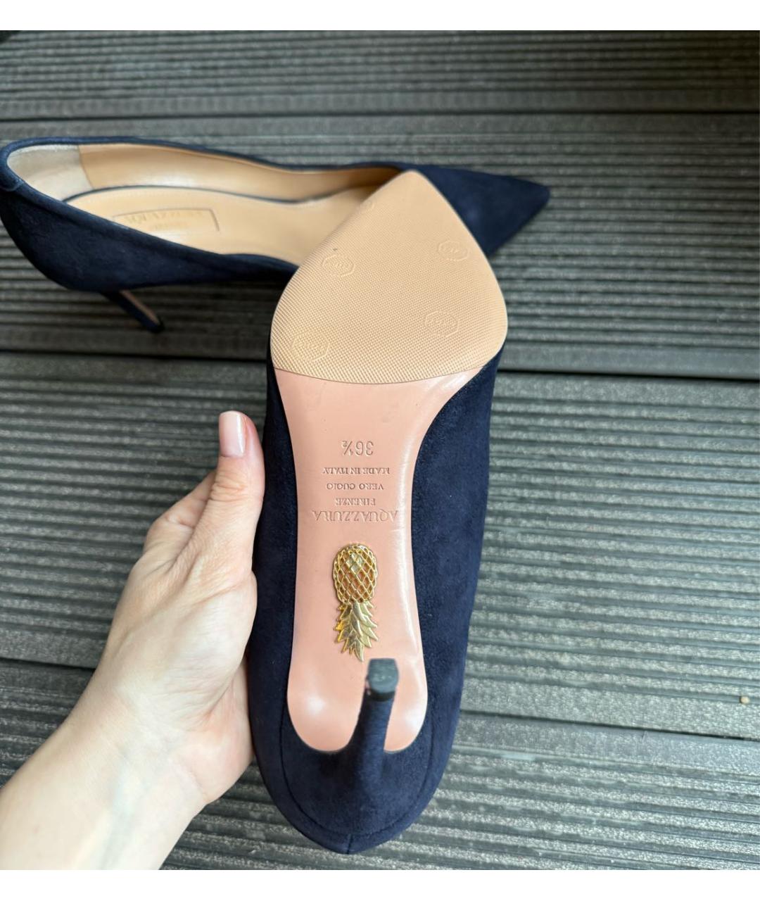 AQUAZZURA Темно-синие замшевые туфли, фото 7