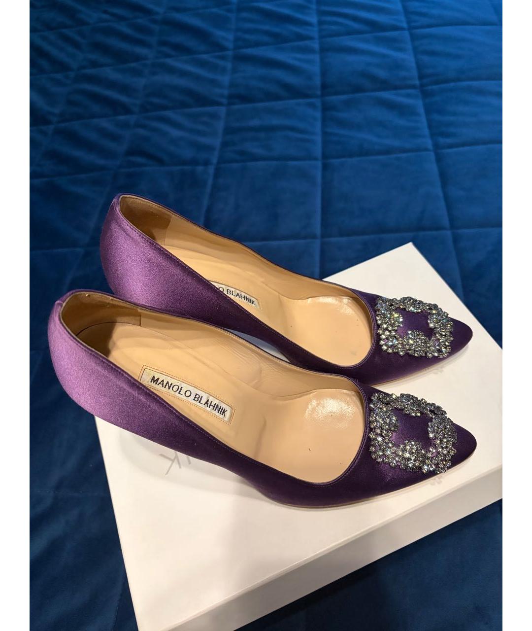 MANOLO BLAHNIK Фиолетовые текстильные туфли, фото 3