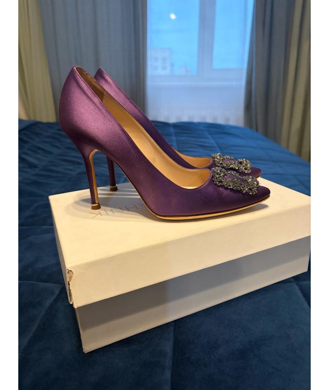 MANOLO BLAHNIK Фиолетовые текстильные туфли, фото 6