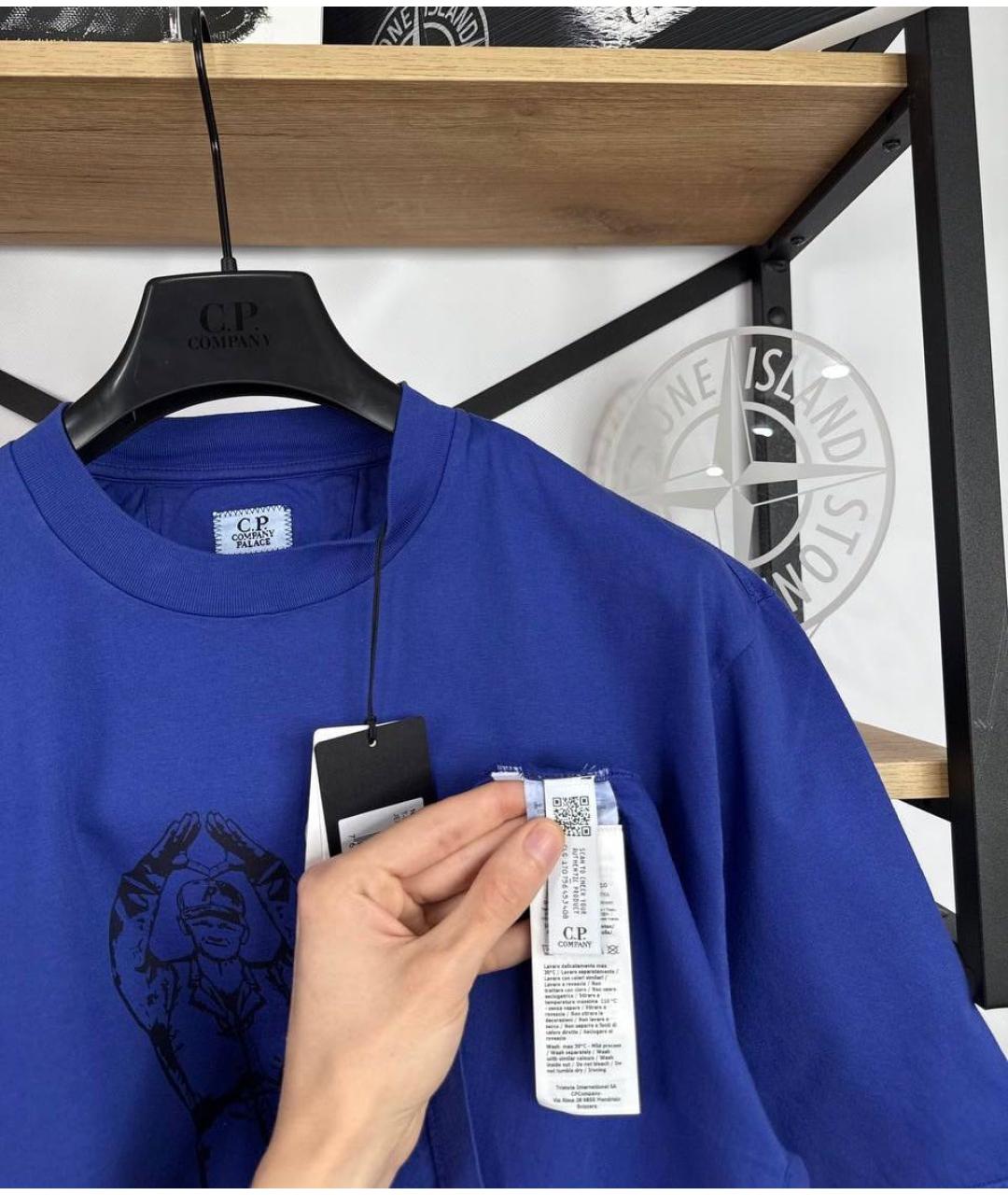 CP COMPANY Синяя хлопковая футболка, фото 5