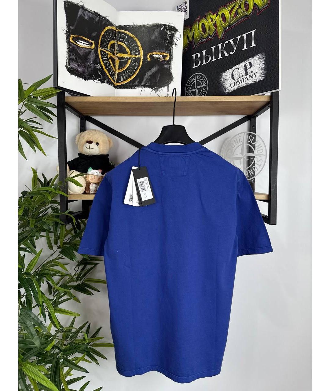 CP COMPANY Синяя хлопковая футболка, фото 3