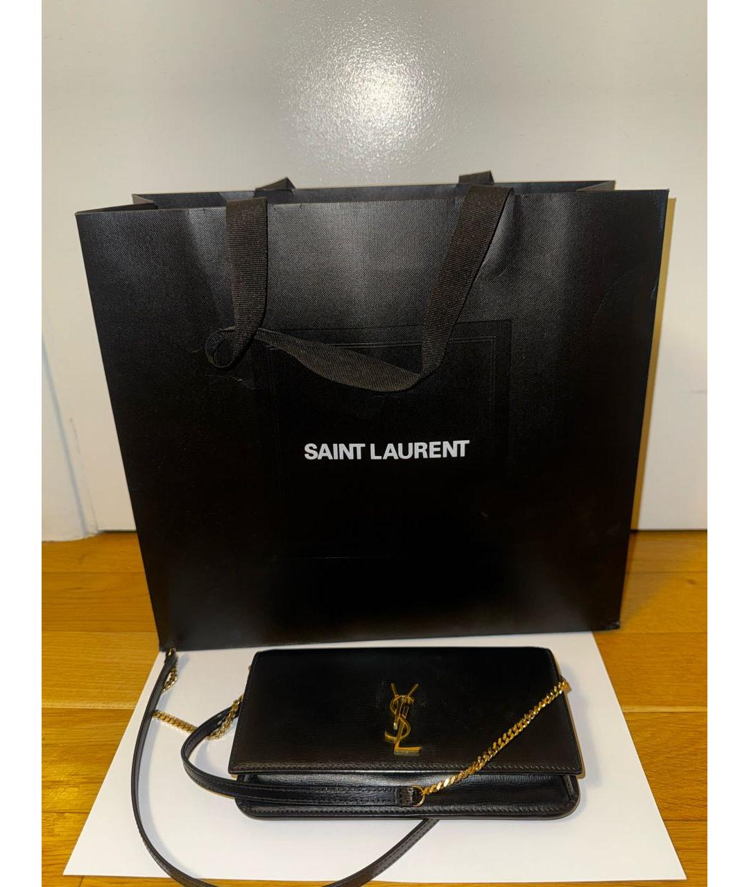 SAINT LAURENT Черная кожаная сумка через плечо, фото 5
