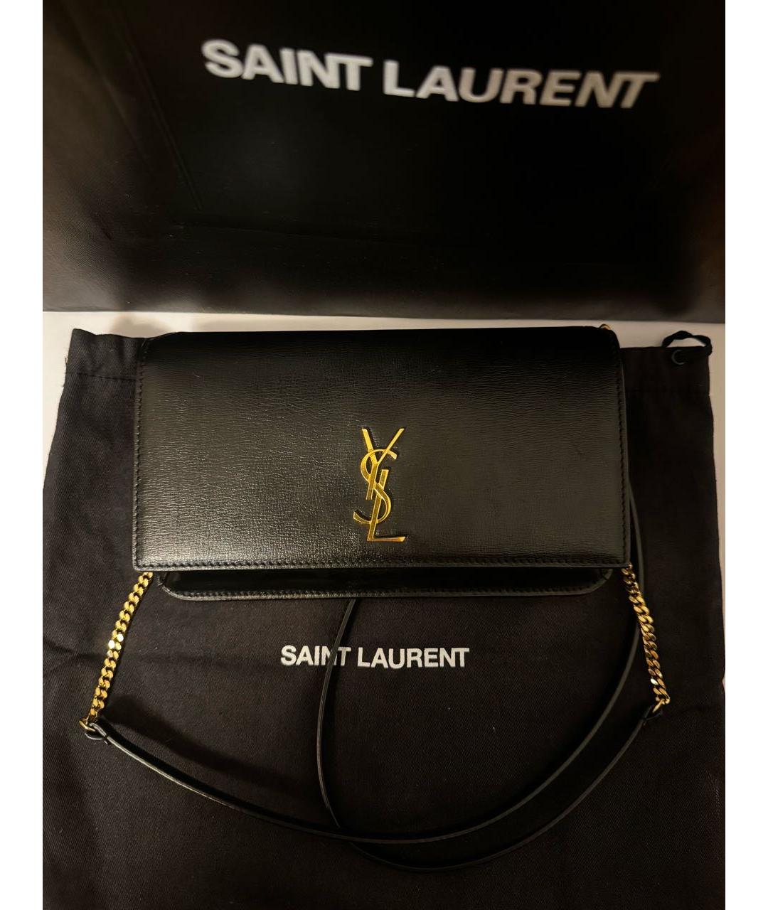 SAINT LAURENT Черная кожаная сумка через плечо, фото 6