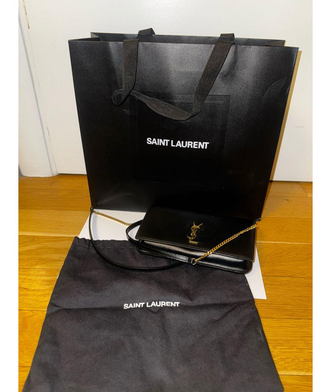 SAINT LAURENT Черная кожаная сумка через плечо, фото 4