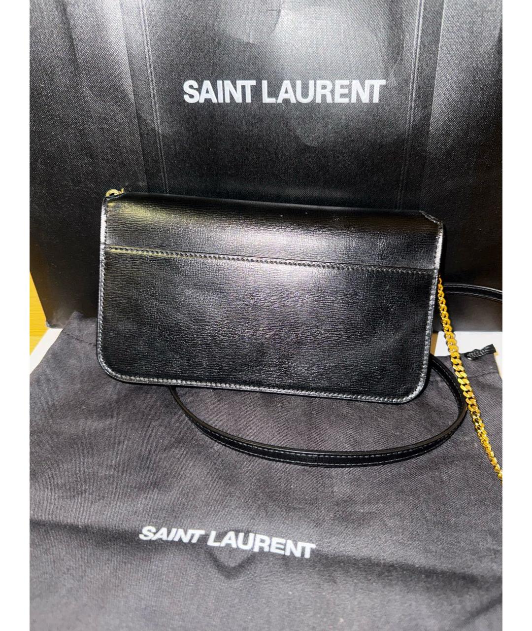 SAINT LAURENT Черная кожаная сумка через плечо, фото 3