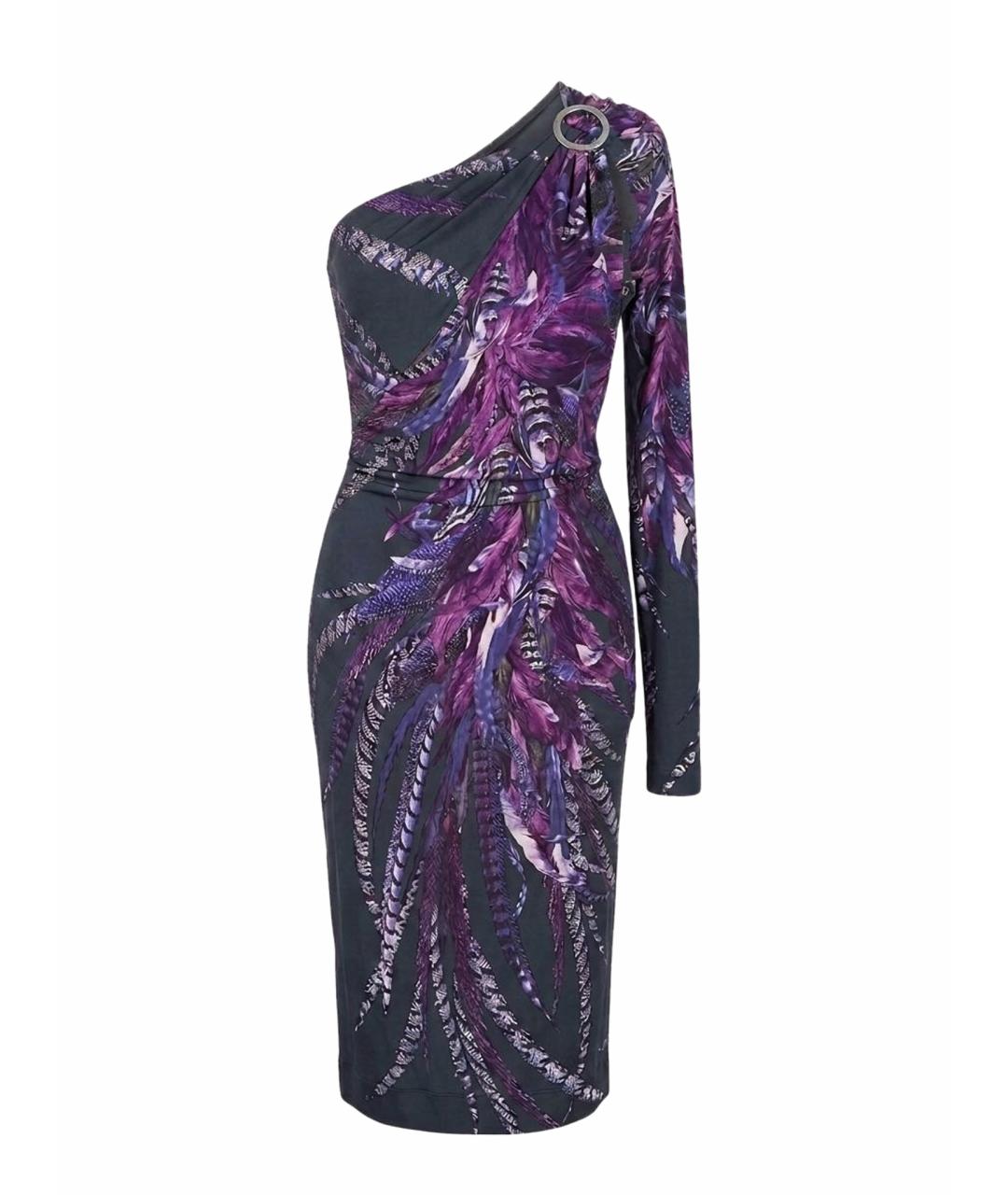 JUST CAVALLI Фиолетовое вискозное коктейльное платье, фото 6