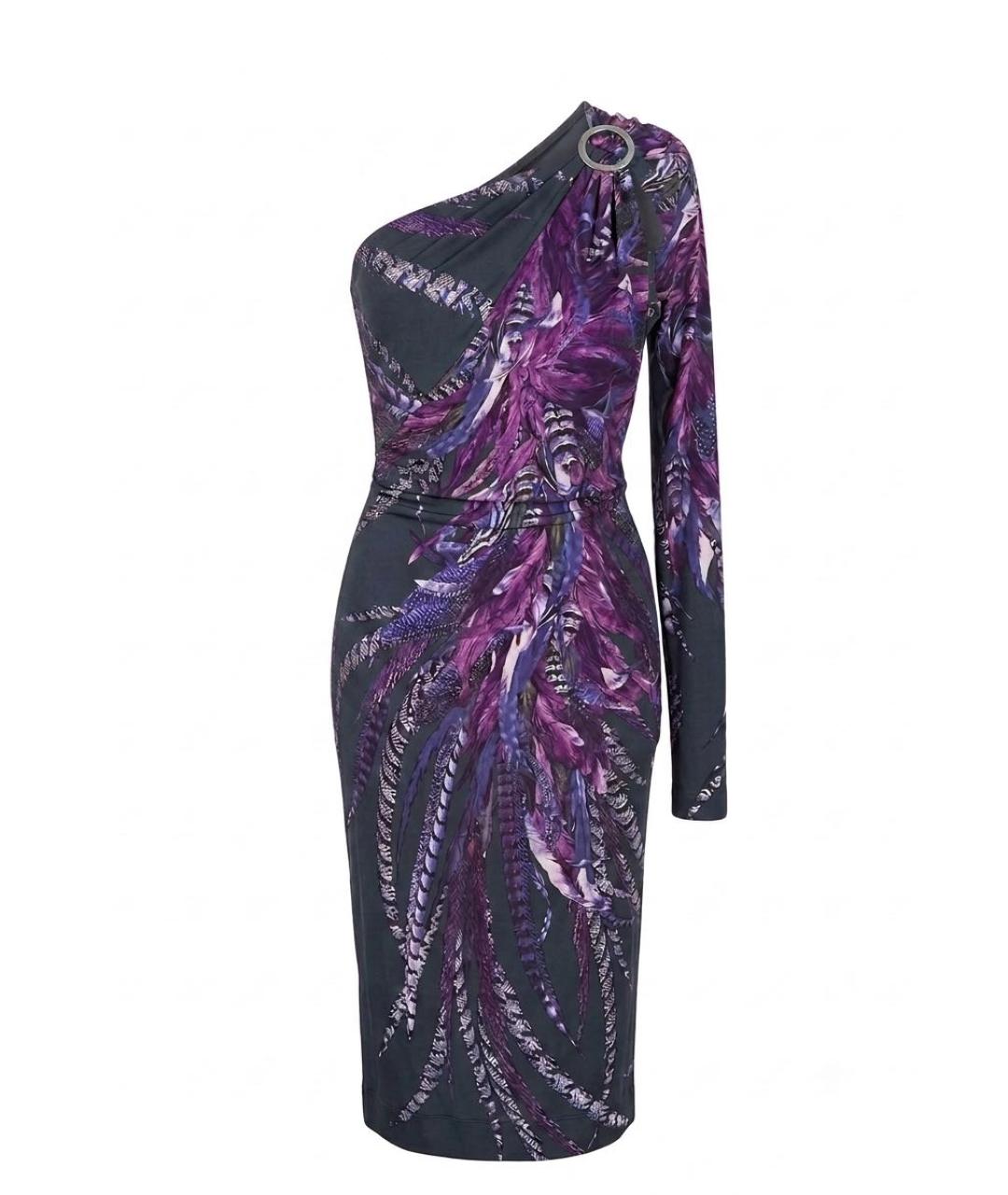 JUST CAVALLI Фиолетовое вискозное коктейльное платье, фото 5