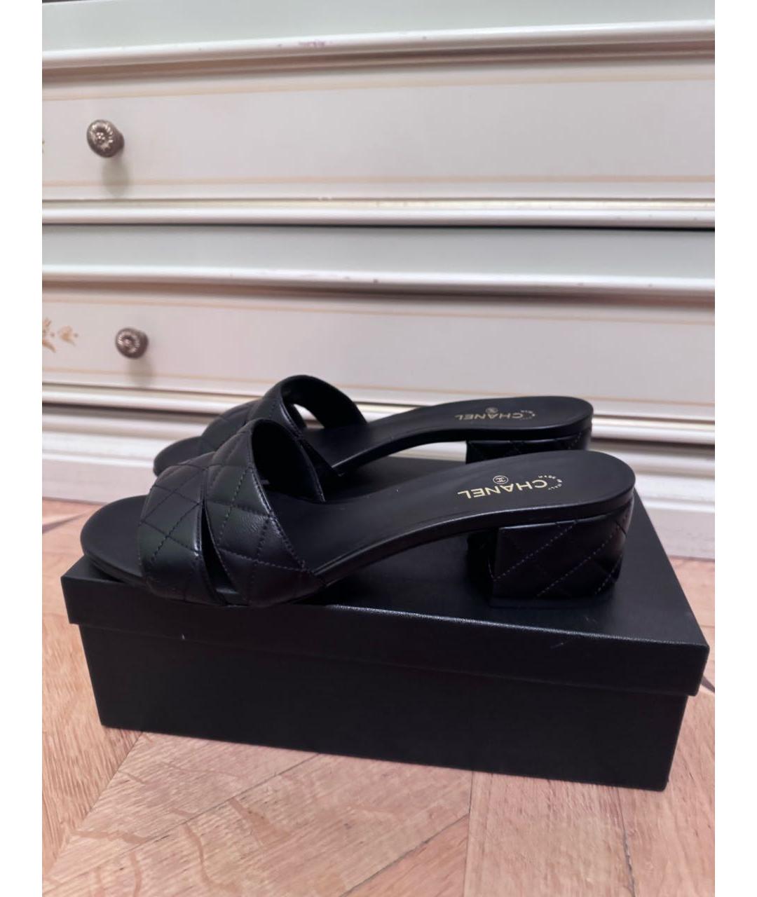 CHANEL Черные кожаные сабо, фото 5