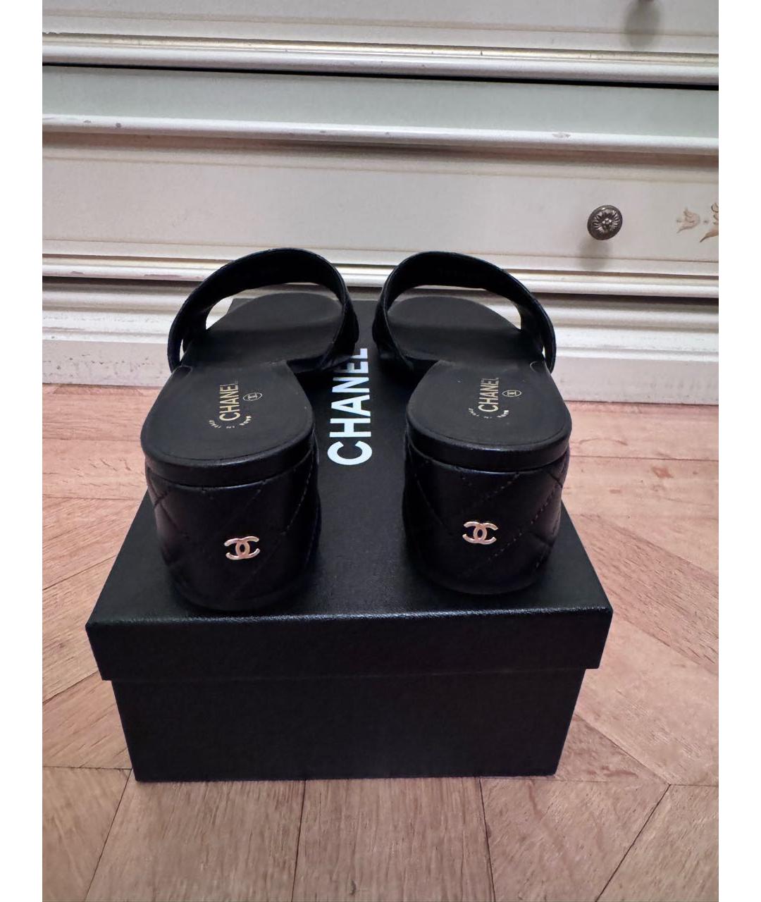 CHANEL Черные кожаные сабо, фото 4
