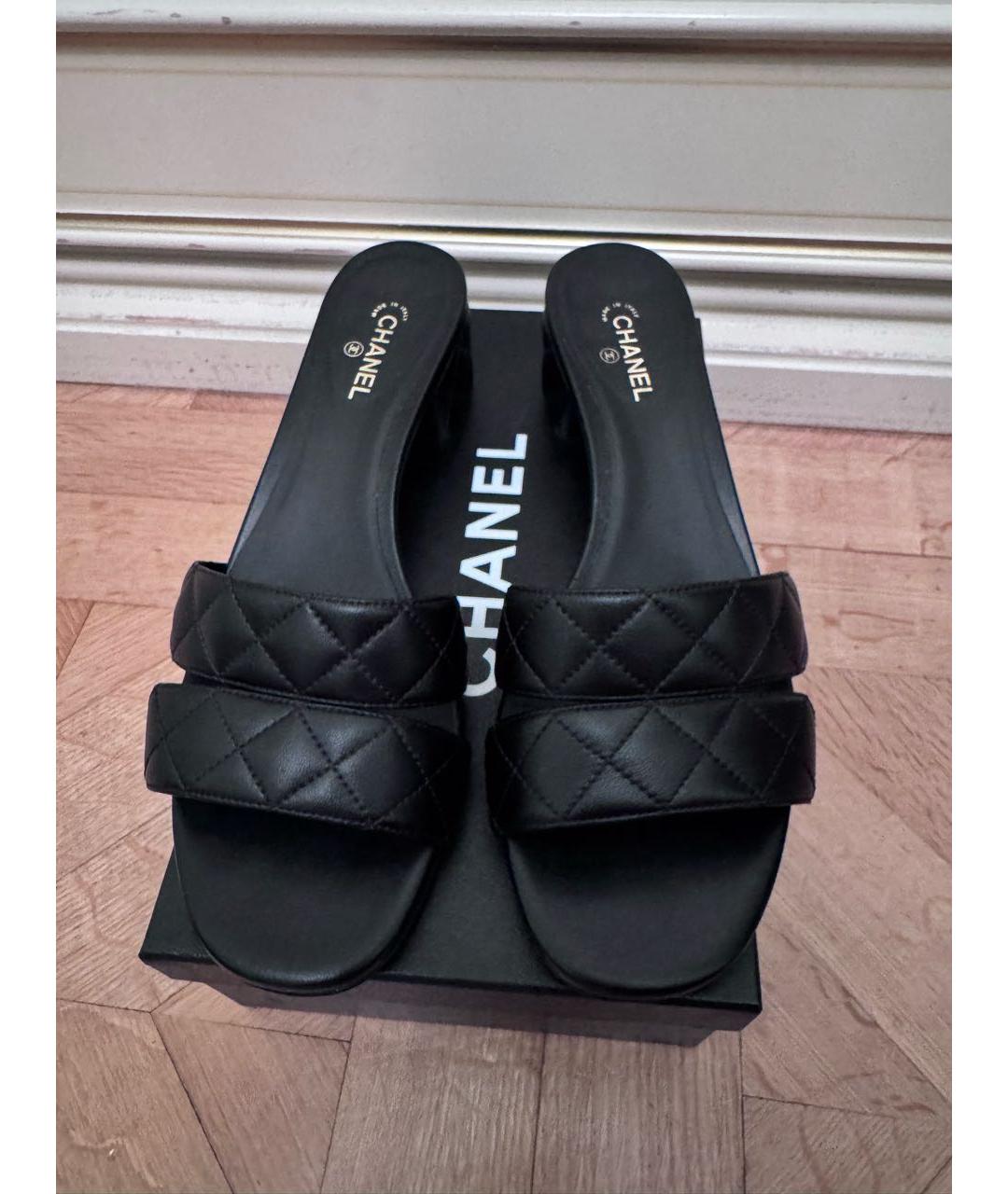 CHANEL Черные кожаные сабо, фото 2