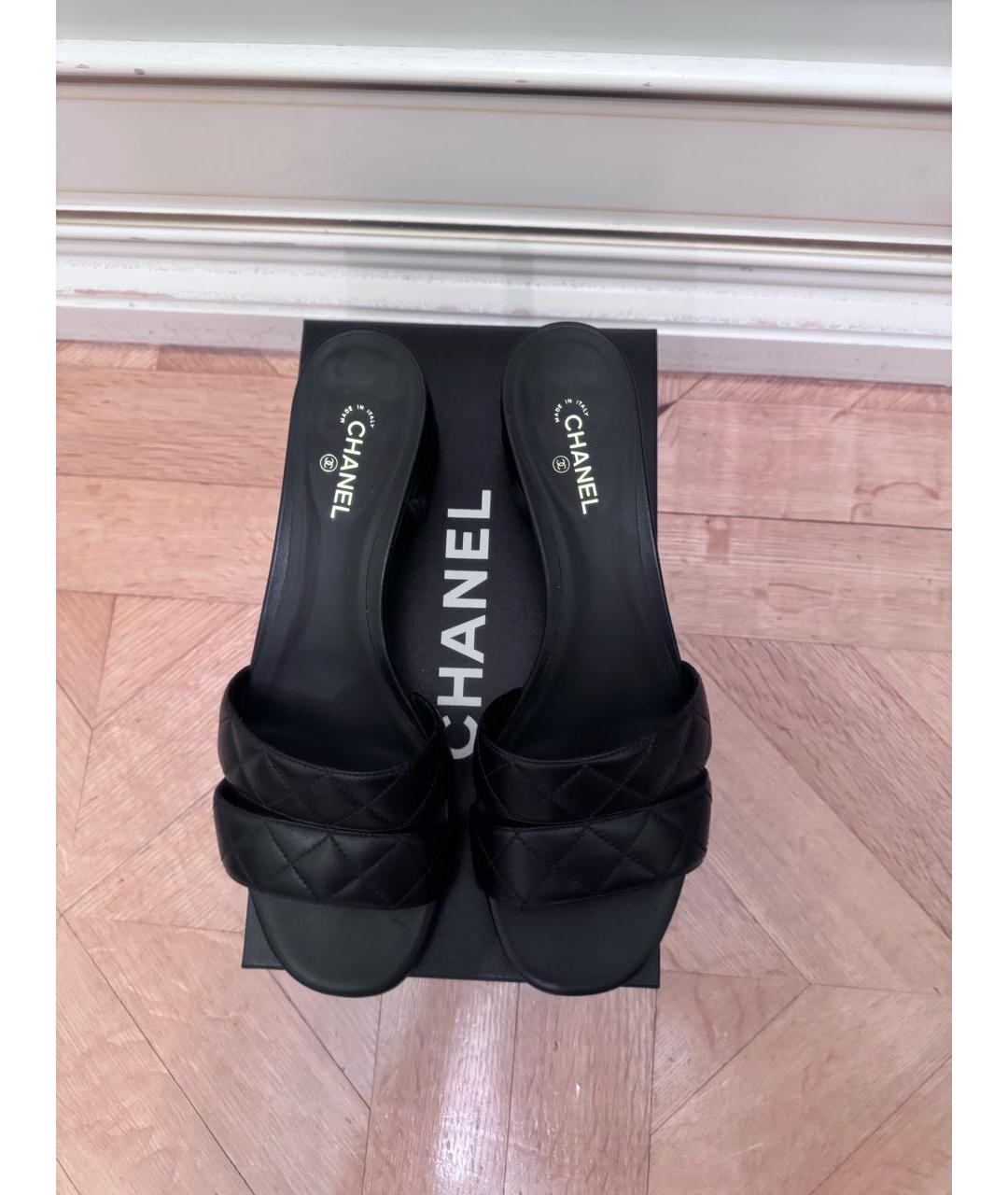 CHANEL Черные кожаные сабо, фото 3