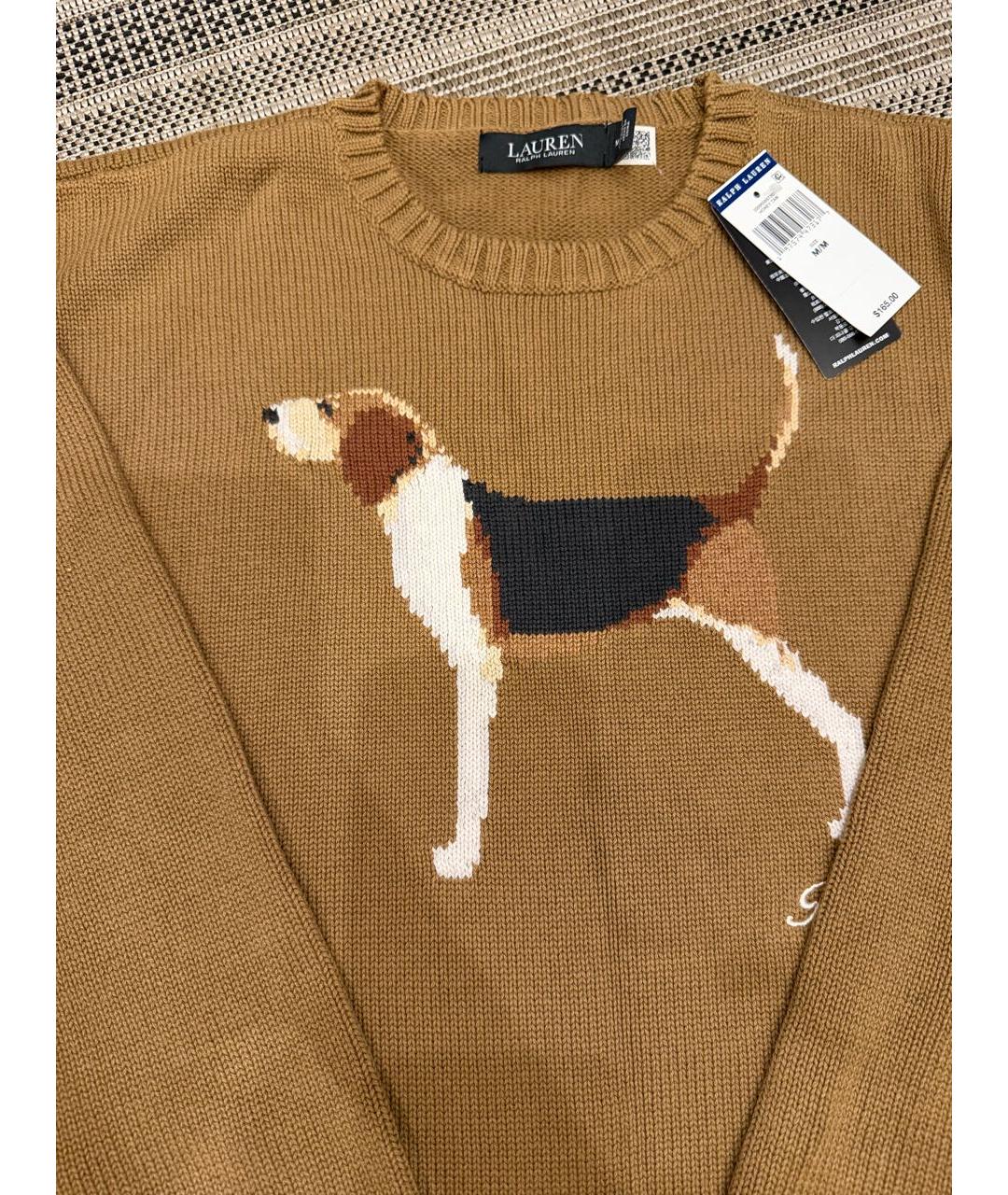 RALPH LAUREN Коричневый хлопковый джемпер / свитер, фото 3