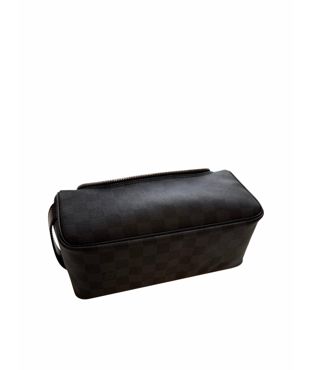 LOUIS VUITTON Черная кожаная барсетка, фото 1