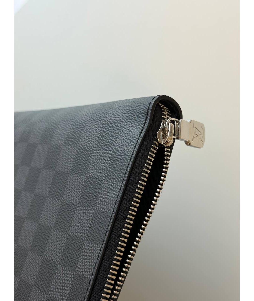 LOUIS VUITTON Черная кожаная папка для документов, фото 4
