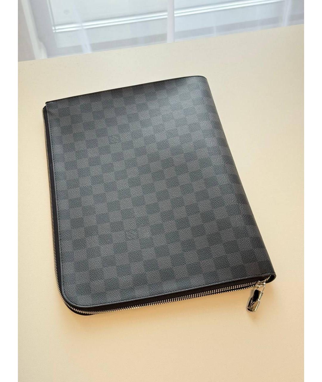 LOUIS VUITTON Черная кожаная папка для документов, фото 2