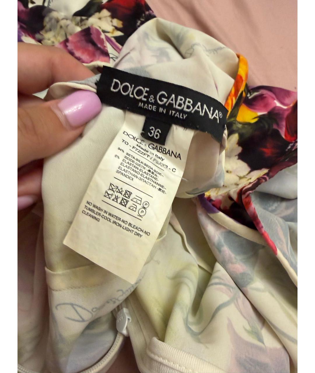 DOLCE&GABBANA Белая шелковая футболка, фото 3