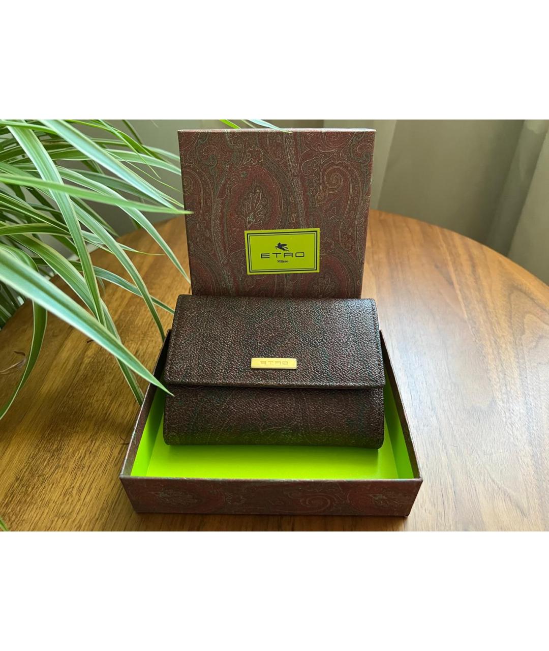 ETRO Коричневый кожаный кошелек, фото 8