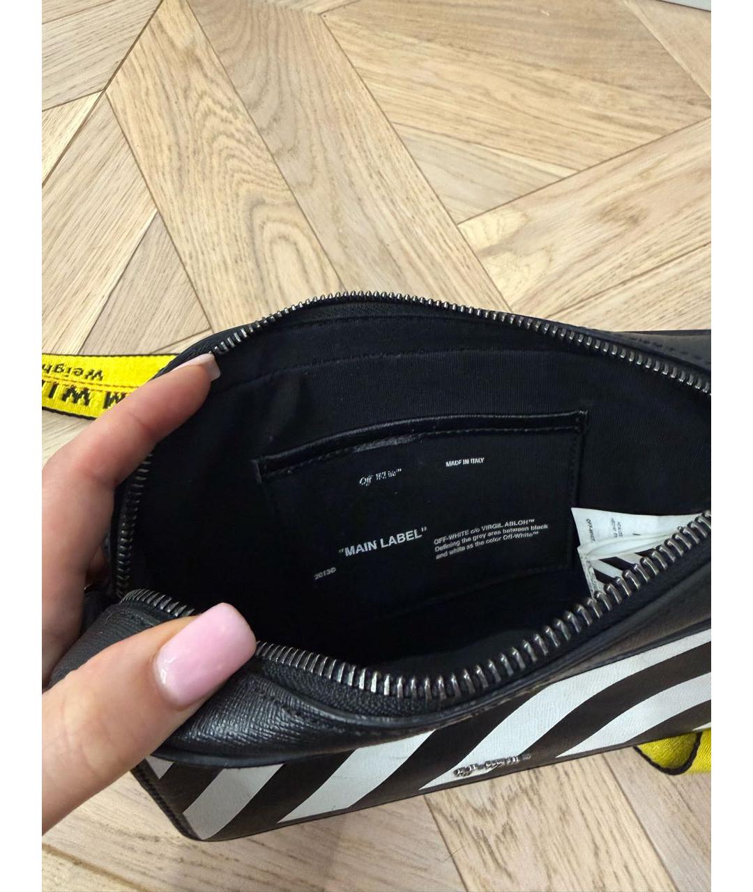 OFF-WHITE Черная кожаная сумка через плечо, фото 4