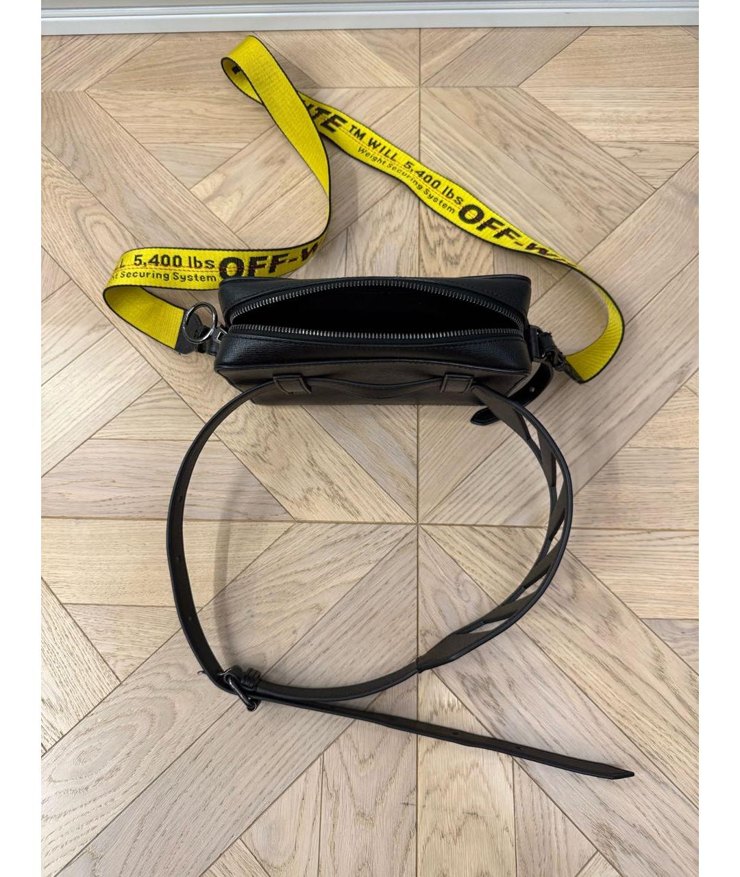 OFF-WHITE Черная кожаная сумка через плечо, фото 5