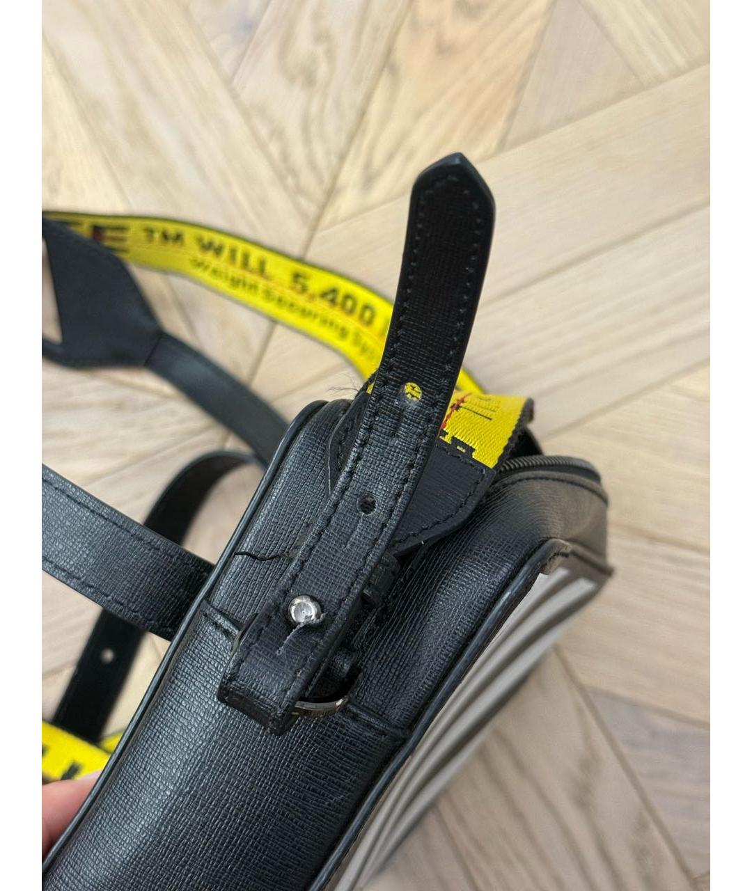 OFF-WHITE Черная кожаная сумка через плечо, фото 7