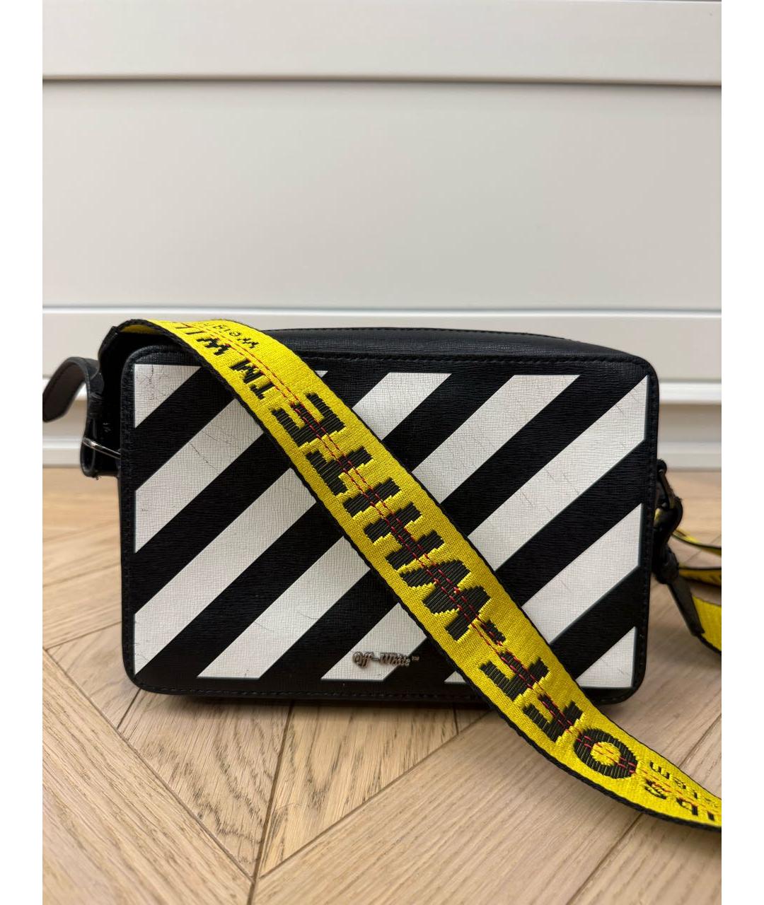 OFF-WHITE Черная кожаная сумка через плечо, фото 9
