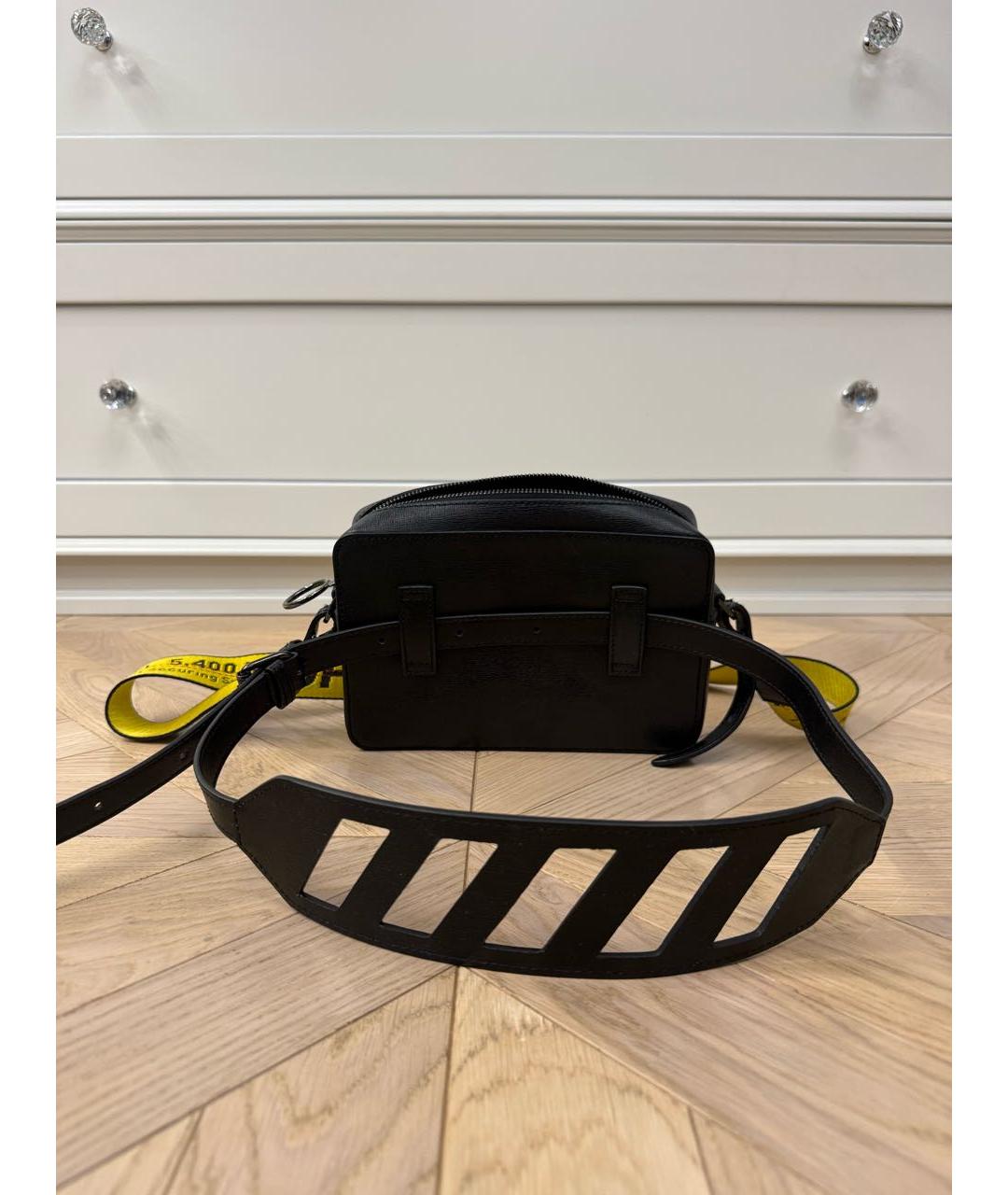 OFF-WHITE Черная кожаная сумка через плечо, фото 6