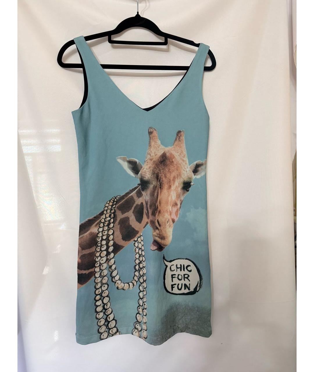 LOVE MOSCHINO Голубое хлопковое повседневное платье, фото 7