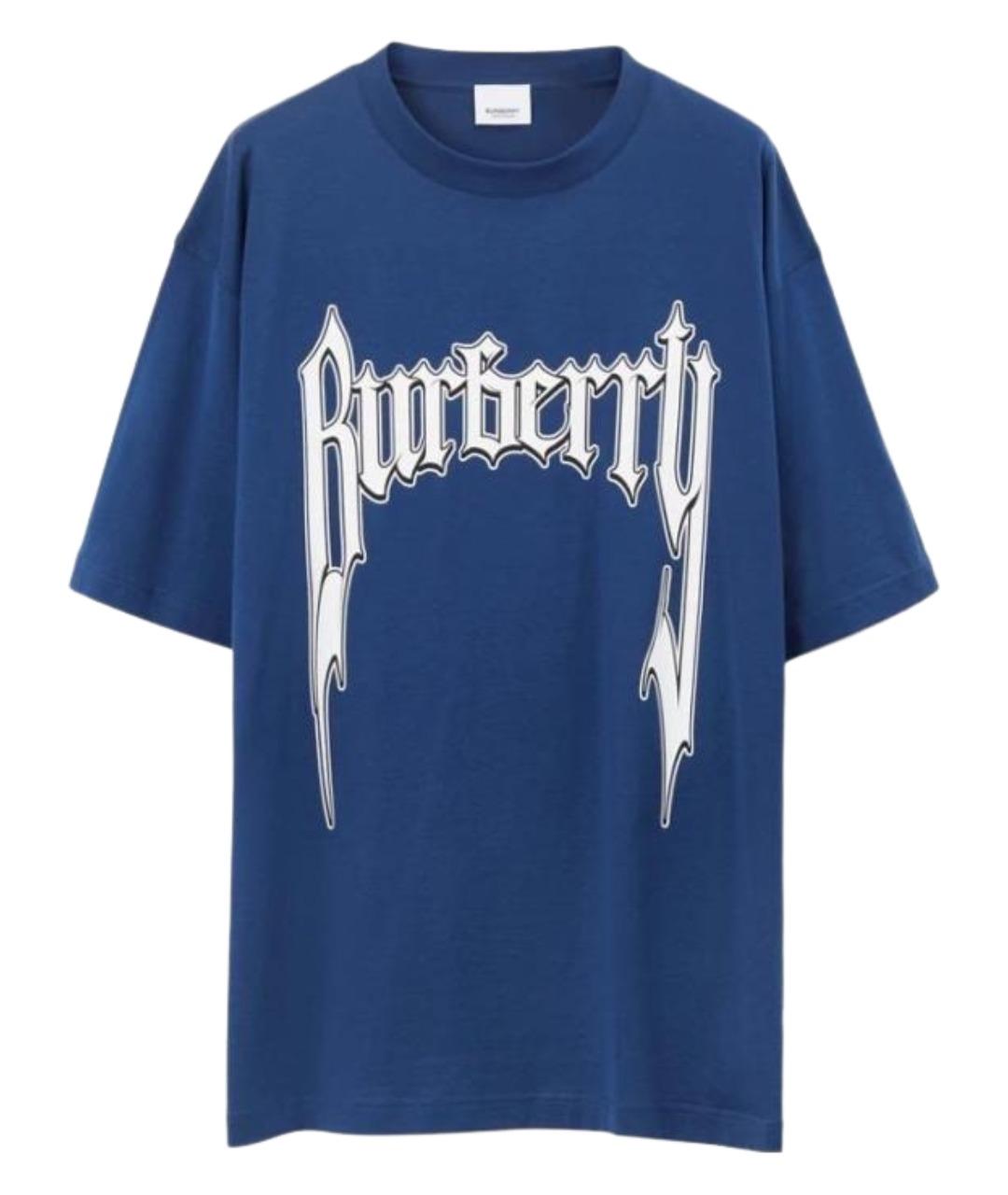BURBERRY Синяя хлопковая футболка, фото 1