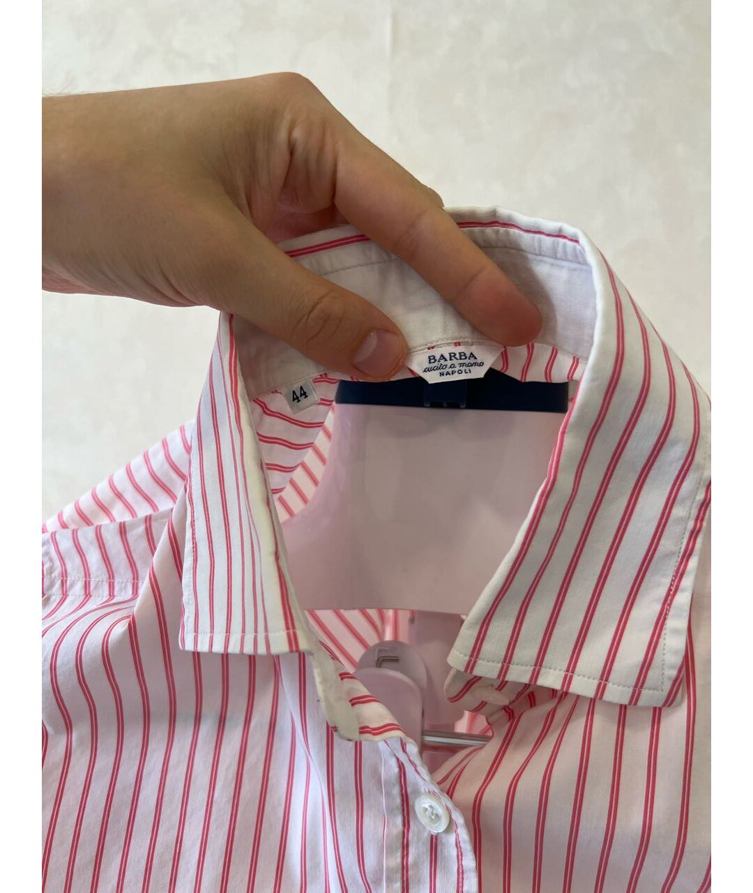 BARBA Розовая хлопко-эластановая рубашка, фото 4