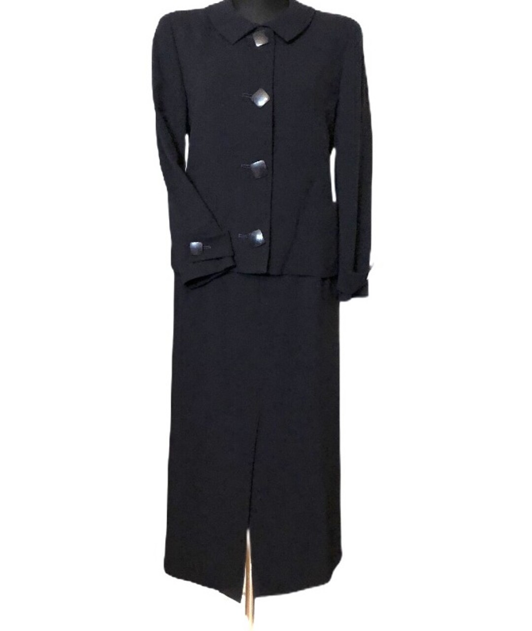 PIERRE CARDIN VINTAGE Темно-синий шерстяной костюм с юбками, фото 10