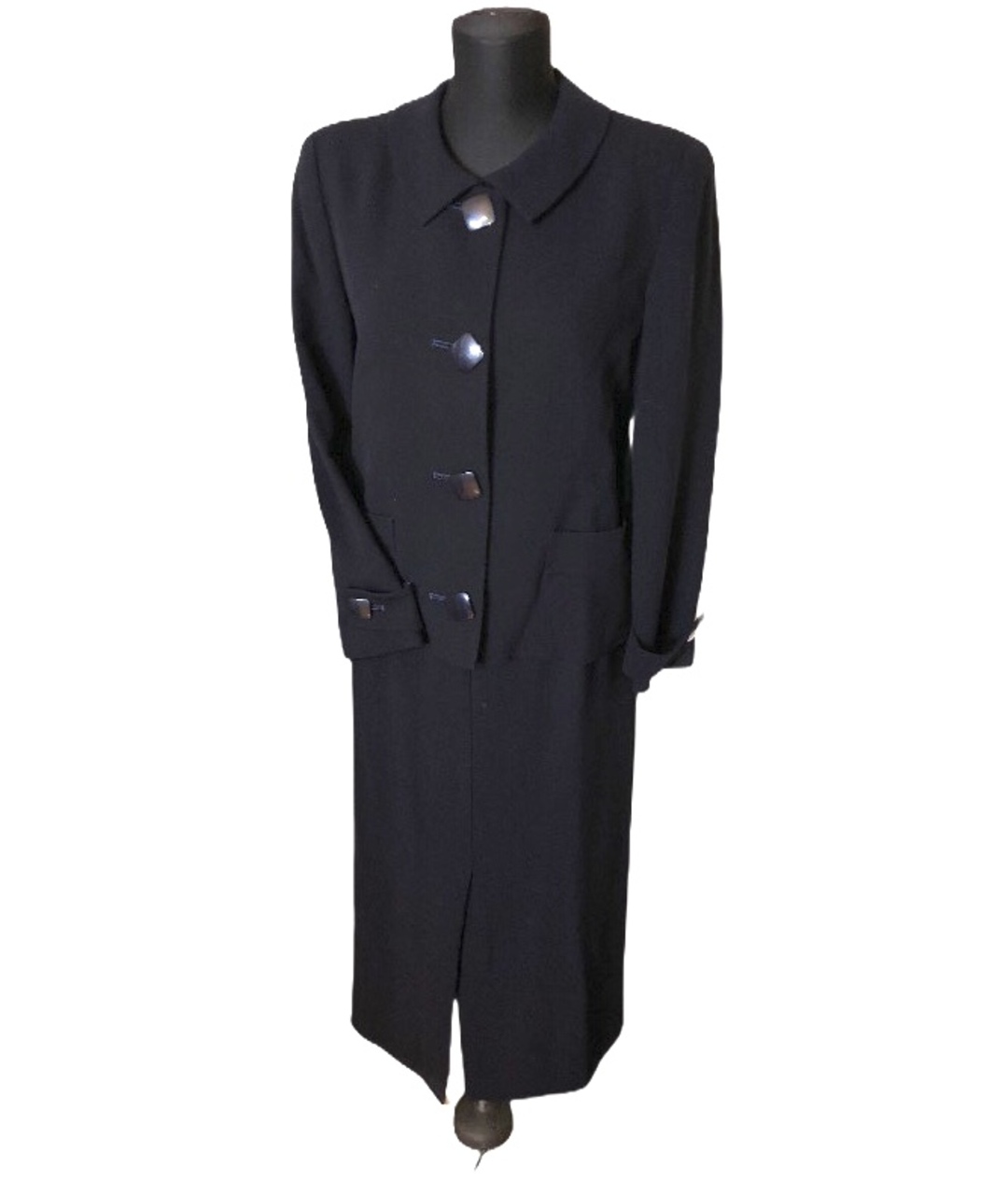 PIERRE CARDIN VINTAGE Темно-синий шерстяной костюм с юбками, фото 7