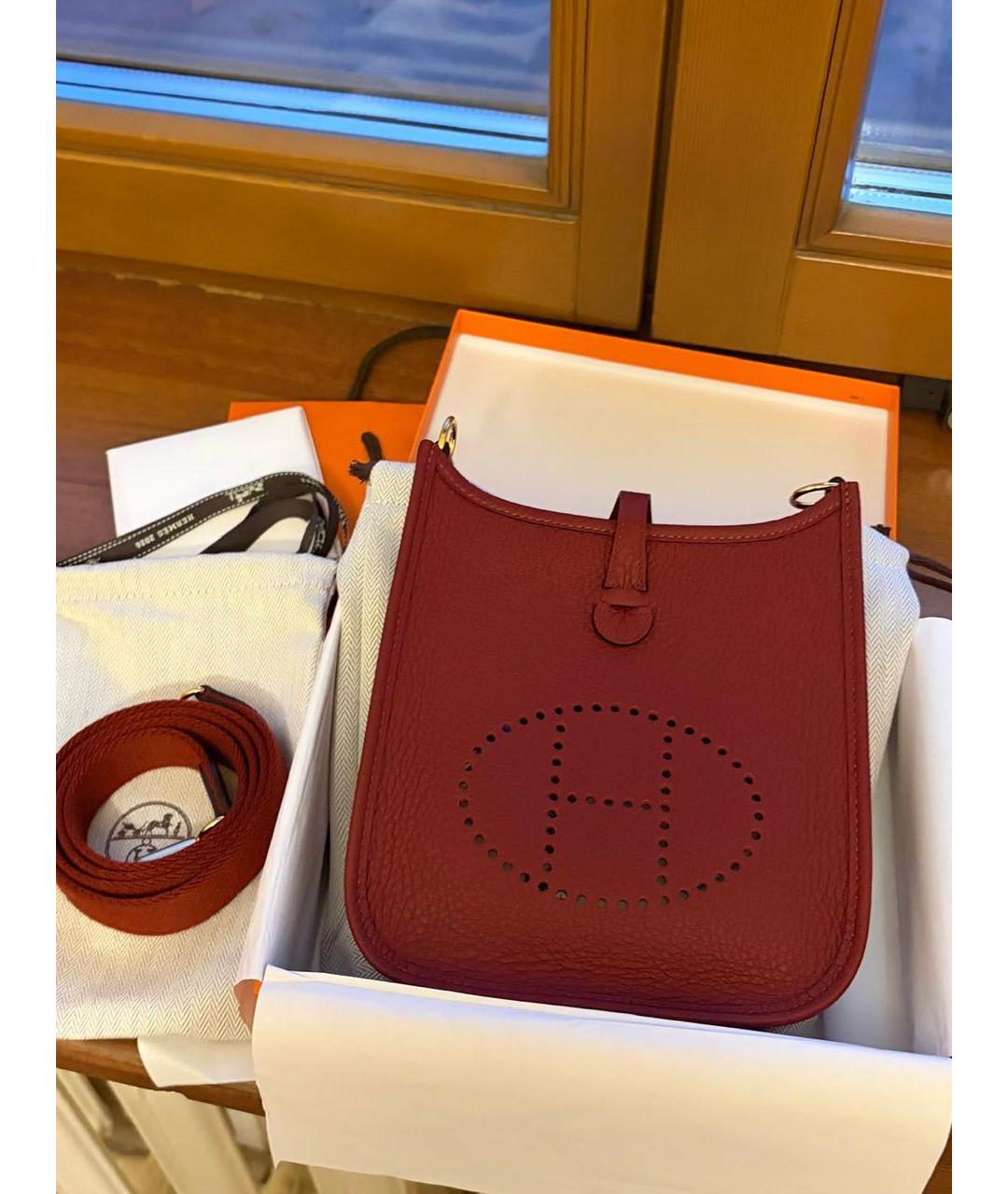 HERMES Бордовая кожаная сумка через плечо, фото 4