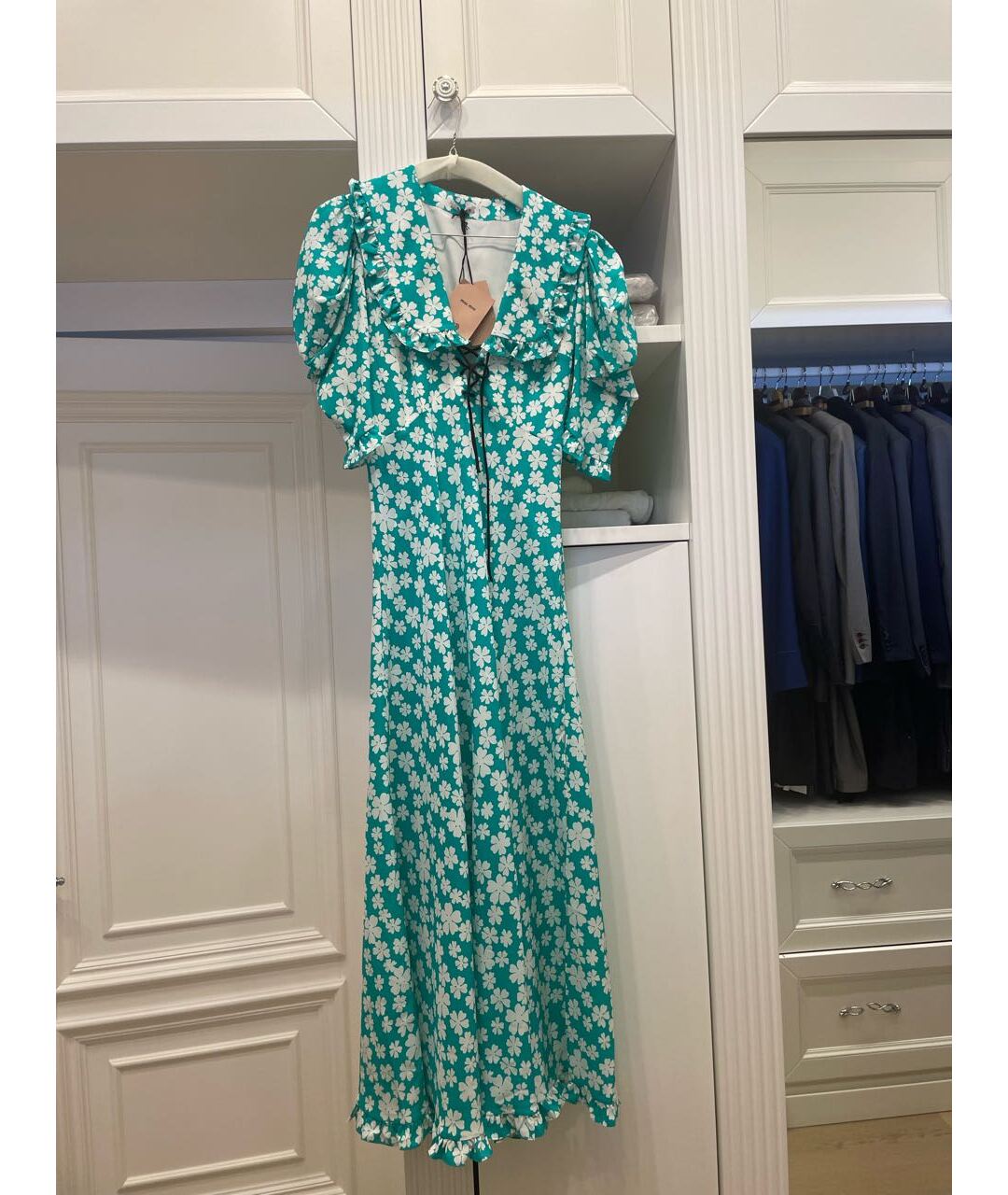 MIU MIU Бирюзовое шелковое коктейльное платье, фото 6