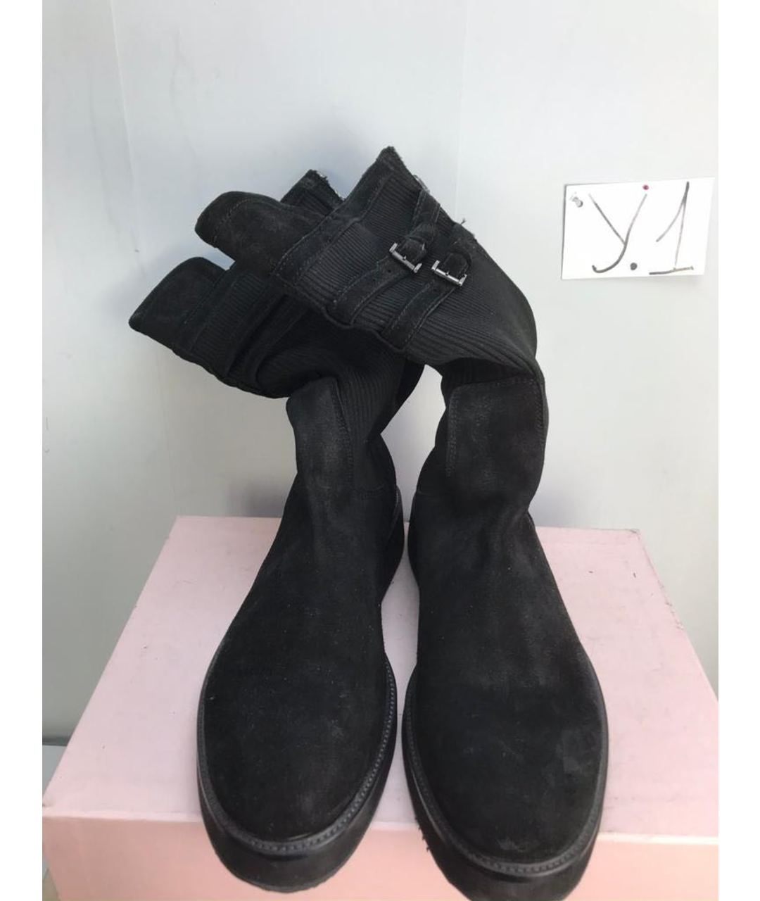 Les Hommes Черные замшевые высокие ботинки, фото 2