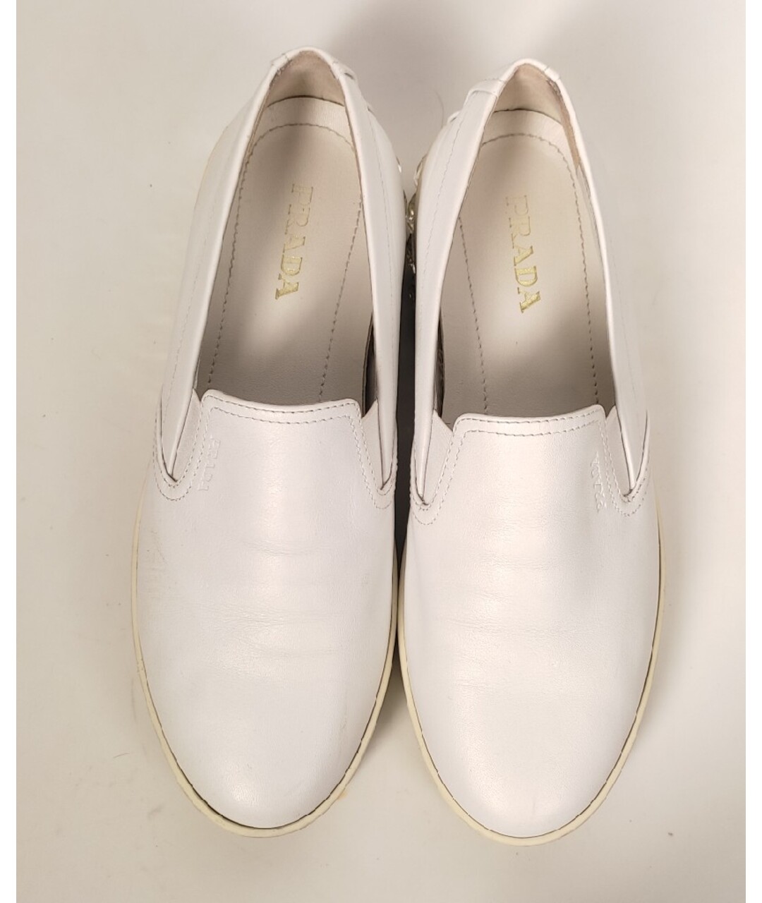 PRADA Белые кожаные слипоны, фото 4
