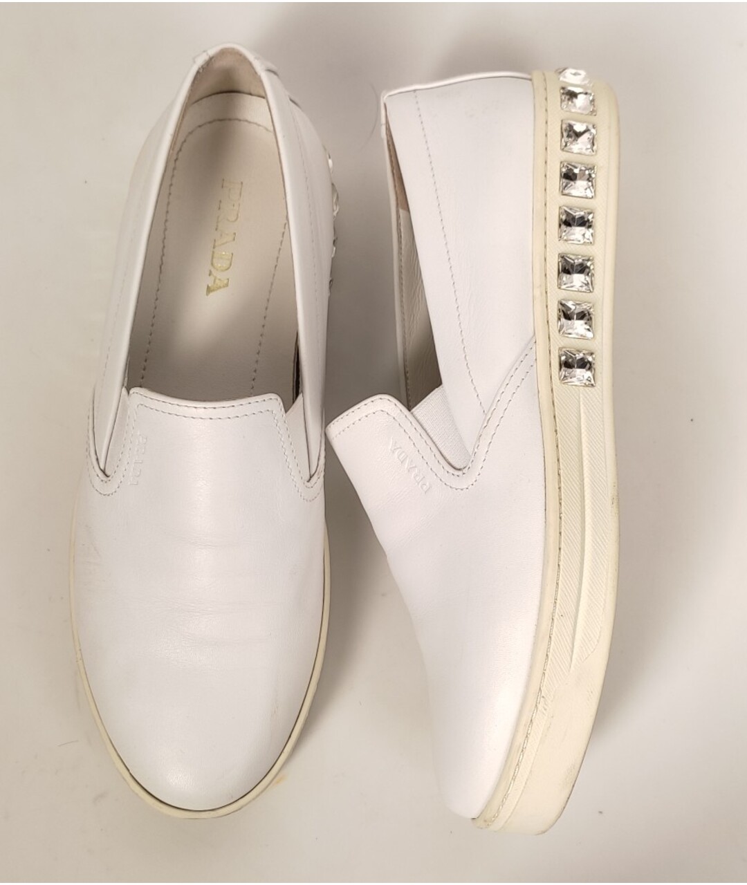 PRADA Белые кожаные слипоны, фото 5