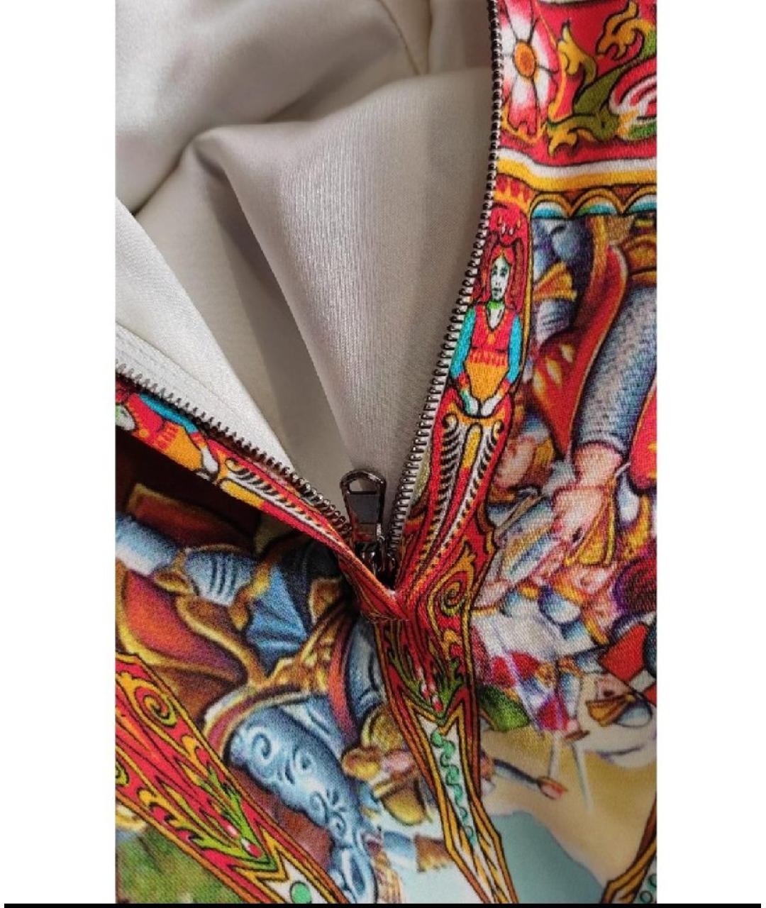 DOLCE&GABBANA Оранжевое шелковое повседневное платье, фото 2