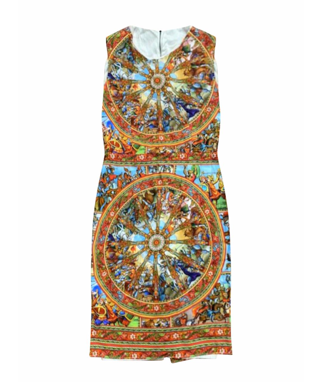 DOLCE&GABBANA Оранжевое шелковое повседневное платье, фото 1
