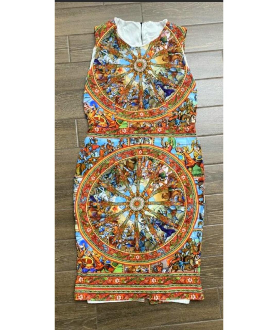 DOLCE&GABBANA Оранжевое шелковое повседневное платье, фото 4