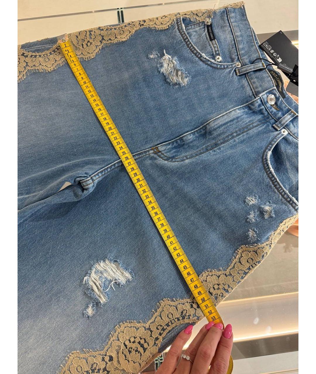 DOLCE&GABBANA Синие хлопковые прямые джинсы, фото 7