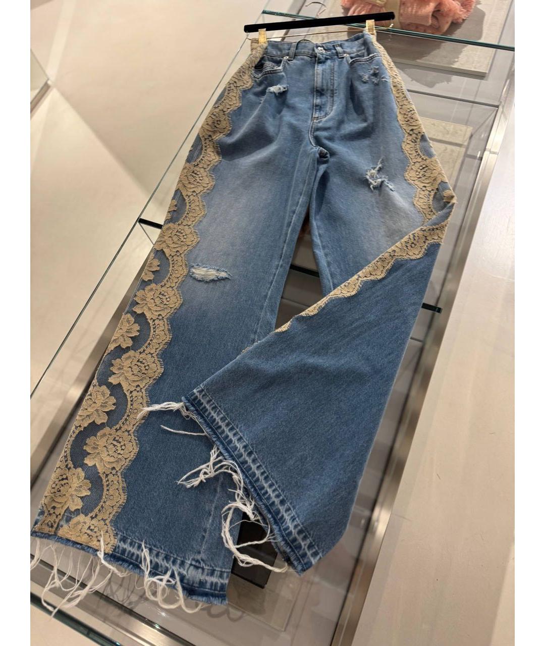 DOLCE&GABBANA Синие хлопковые прямые джинсы, фото 5
