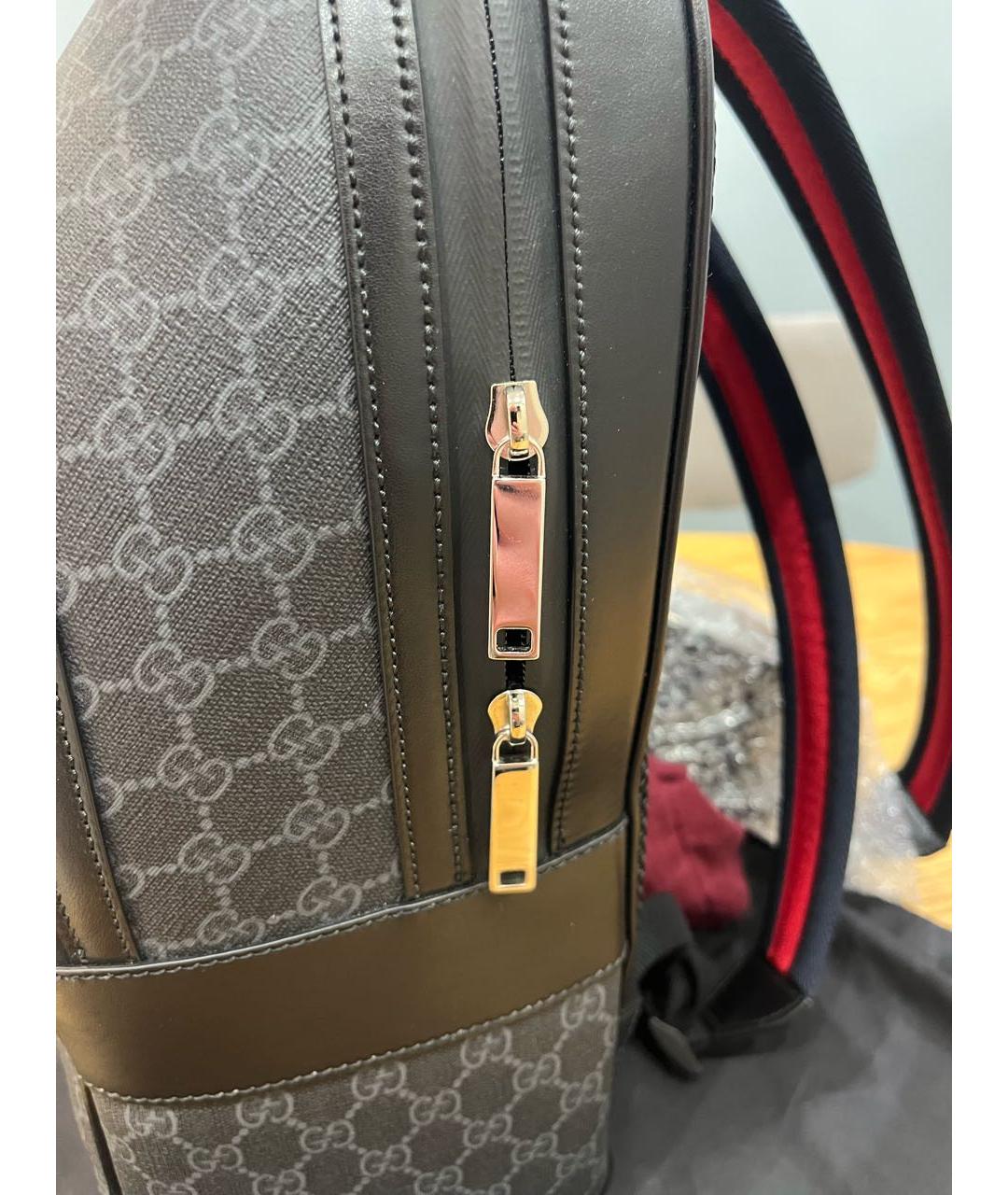GUCCI Антрацитовый кожаный портфель, фото 2